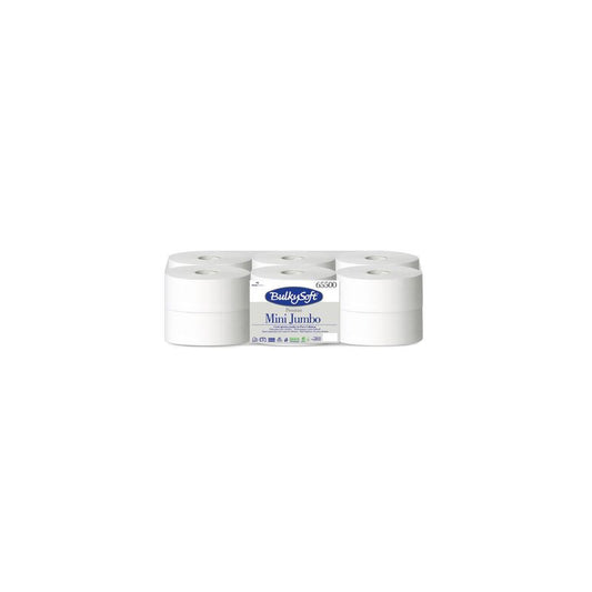 BulkySoft klósettpappír Jumbo Mini 2-laga 145 m Hvítur Premium 12 rúllur