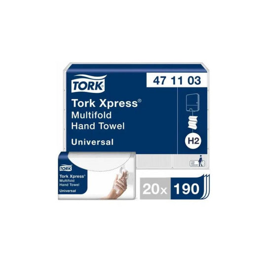 TORK Handþurrkupappír H2 Z-brotnar, 2-laga – 3800 blöð – Náttúrulegar Xpress Multifold Universal