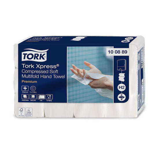 TORK H2 Þjappaðar Z-brotnar Handþurrkupappír – 2-laga – 2700 blöð – Hvítar Xpress Premium