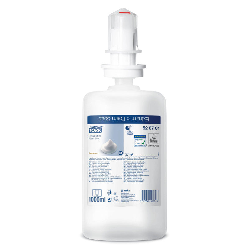 TORK S4 Froðusápa – Extra Mild Premium – Ilm- og litlaus – 6 x 1 lítri – EU-blómsvottuð